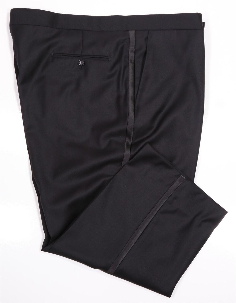 Jos A Bank Black Tuxedo Formal Wedding Flat Front Wool Dress Pants 46x25